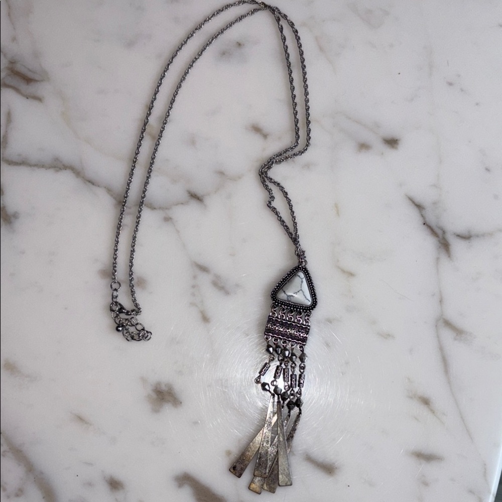 Silver and White Pendant Necklace